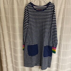 Mini Boden Navy and White Striped dress 11-12Y